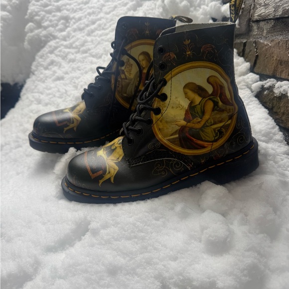 Dr. Martens Shoes - Dr. Martens Black Boots with Angelic Art